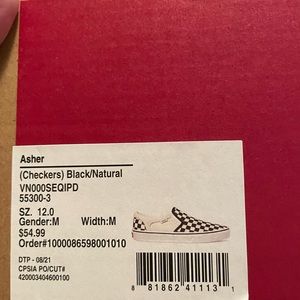 Vans Checkers size 12M. Brand new in box. Never worn or taken out of the box.